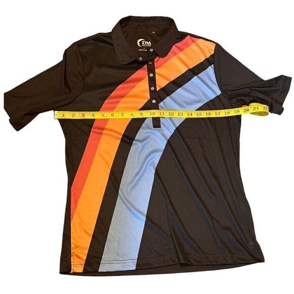 Zyia Active Rainbow Clubhouse Women's Short Sleeve Polo Top Size Large L 📦 - Picture 6 of 11